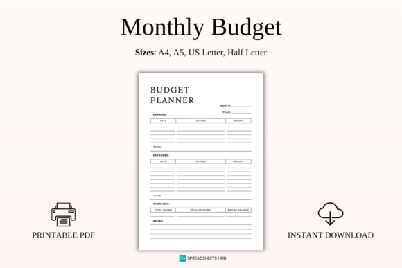 Download Monthly Finance Log &amp; Budget Planner - Premium Bundle
