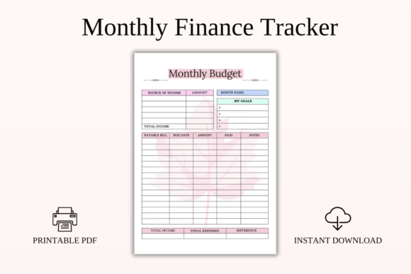 Download Monthly Finance Tracker Printable PDF - Premium Resources